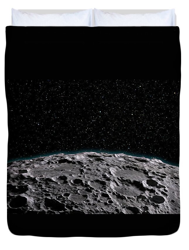 Shadow Duvet Cover featuring the digital art Moons Surface, Artwork by Andrzej Wojcicki