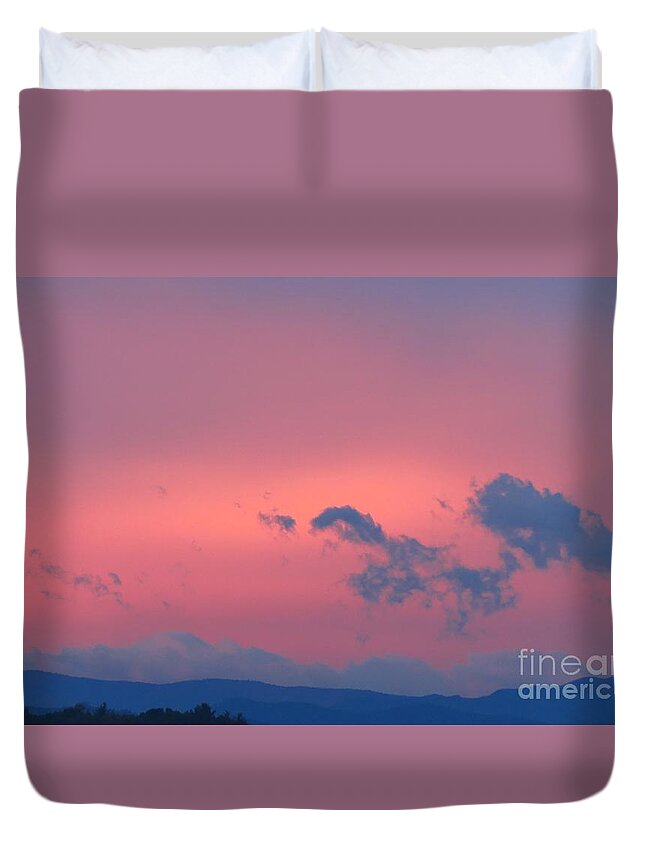 Pink Duvet Cover featuring the photograph Moonset by Anita Adams