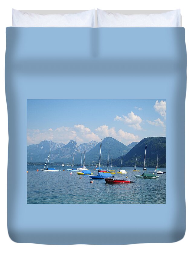 Boat Duvet Cover featuring the photograph Moored Boats by Pema Hou
