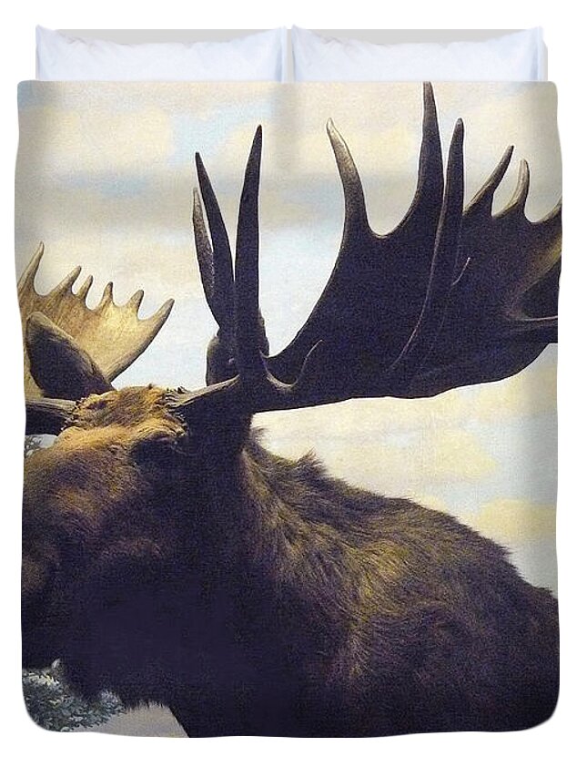 Nature Duvet Cover featuring the photograph Moose Diorama by Mary Ann Leitch