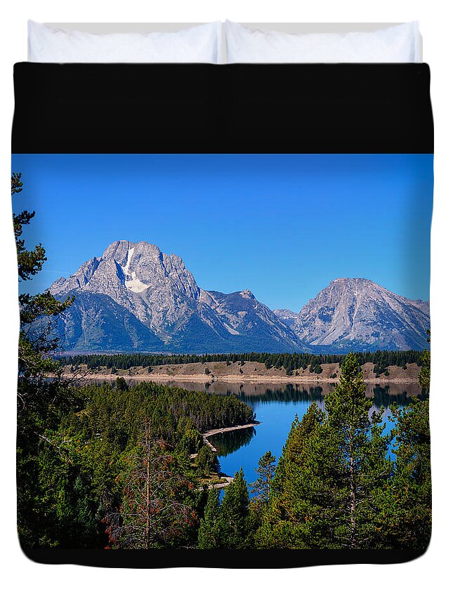 Tetons Duvet Cover featuring the photograph Moran Morning by Greg Norrell