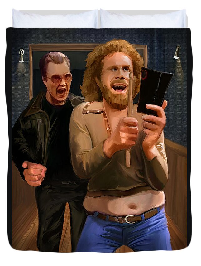 Will Farrell Duvet Cover featuring the painting More Cowbell by Brett Hardin
