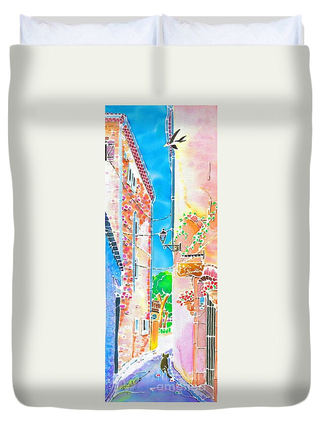 France Duvet Cover featuring the painting Morning air by Hisayo OHTA