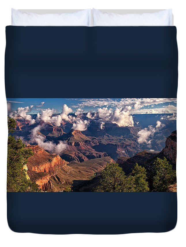 Grand Canyon Duvet Cover featuring the photograph Morning Clouds at El Tovar by Joe Ownbey