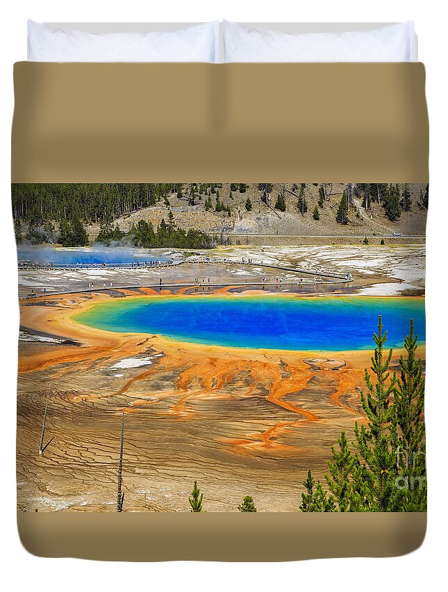 National Duvet Cover featuring the photograph Grand Prismatic Geyser Yellowstone National Park by Edward Fielding