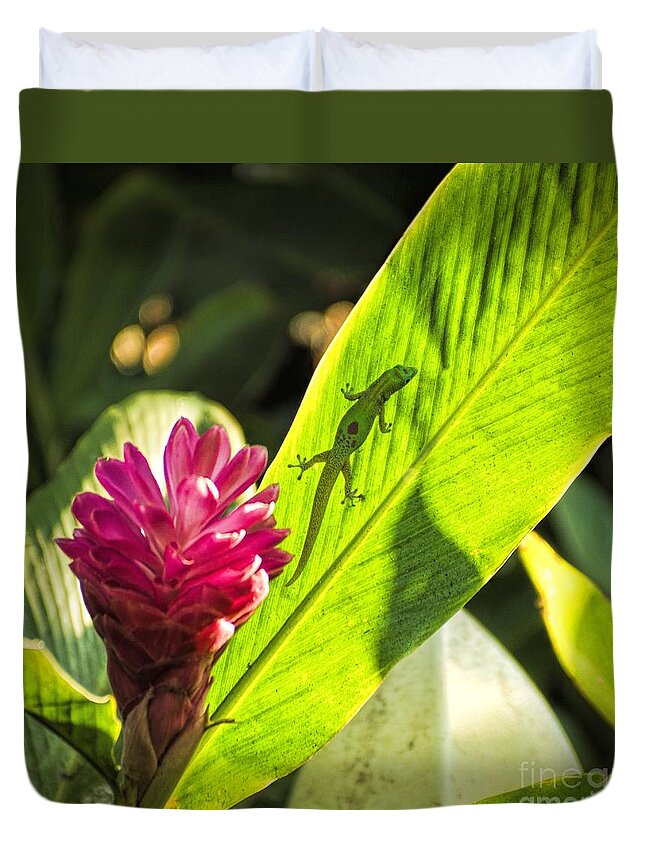 Flora Duvet Cover featuring the photograph Morning In The Tropics by Peggy Hughes