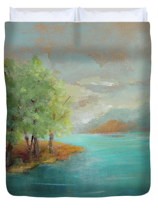 Morning Duvet Cover featuring the painting Morning Islands by Lanie Loreth
