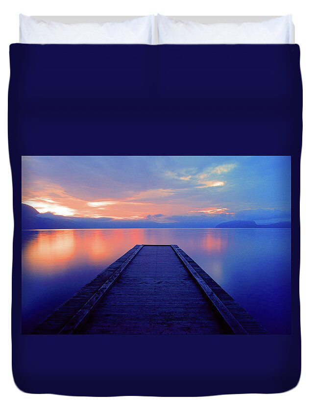 Tranquility Duvet Cover featuring the photograph Morning Lake by The Landscape Of Regional Cities In Japan.
