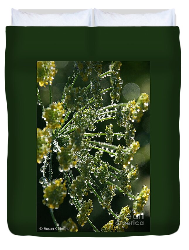 Flower Duvet Cover featuring the photograph Morning Mustard Dill by Susan Herber