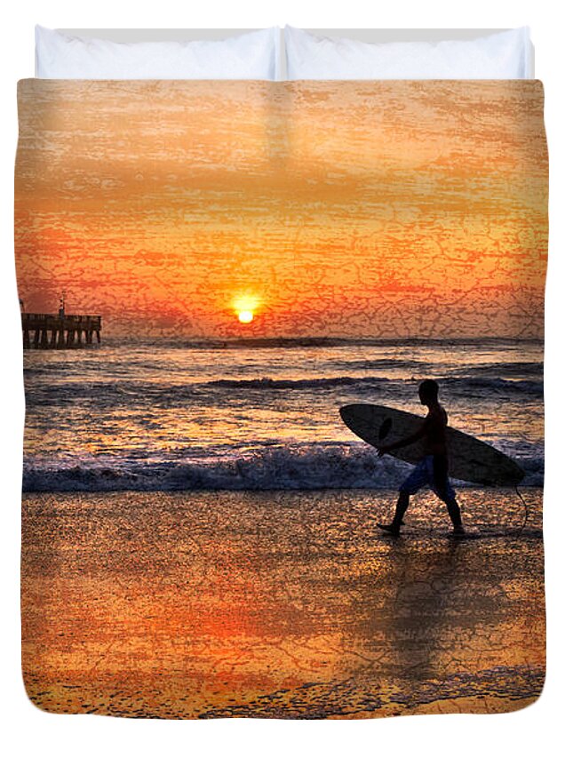 Benny's Duvet Cover featuring the photograph Morning Surf by Debra and Dave Vanderlaan