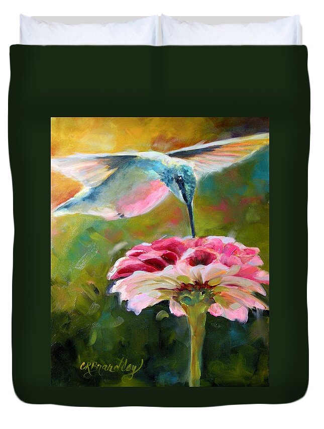 Hummingbird Duvet Cover featuring the painting Morning Sweets by Chris Brandley
