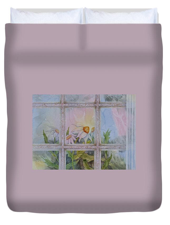 Echinacea Duvet Cover featuring the painting Morning View by Heather Gallup