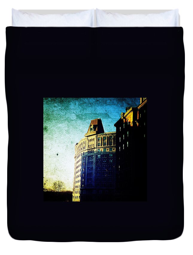 Nyc Duvet Cover featuring the photograph Morningside Heights Blue by Natasha Marco