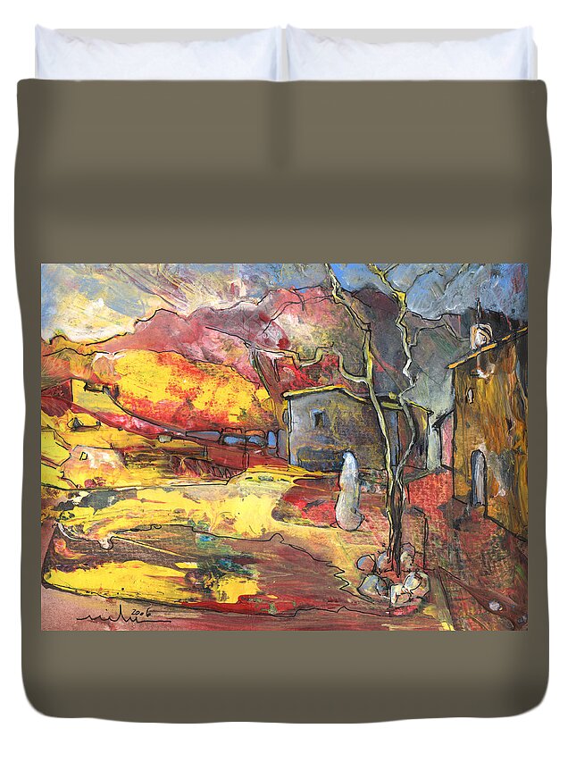 Travel Duvet Cover featuring the painting Morocco Impression 02 by Miki De Goodaboom