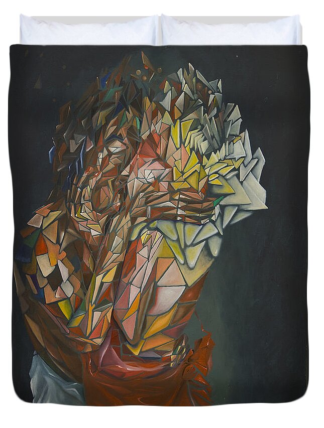 Embrace Duvet Cover featuring the painting Mosaic Embrace by James Lavott