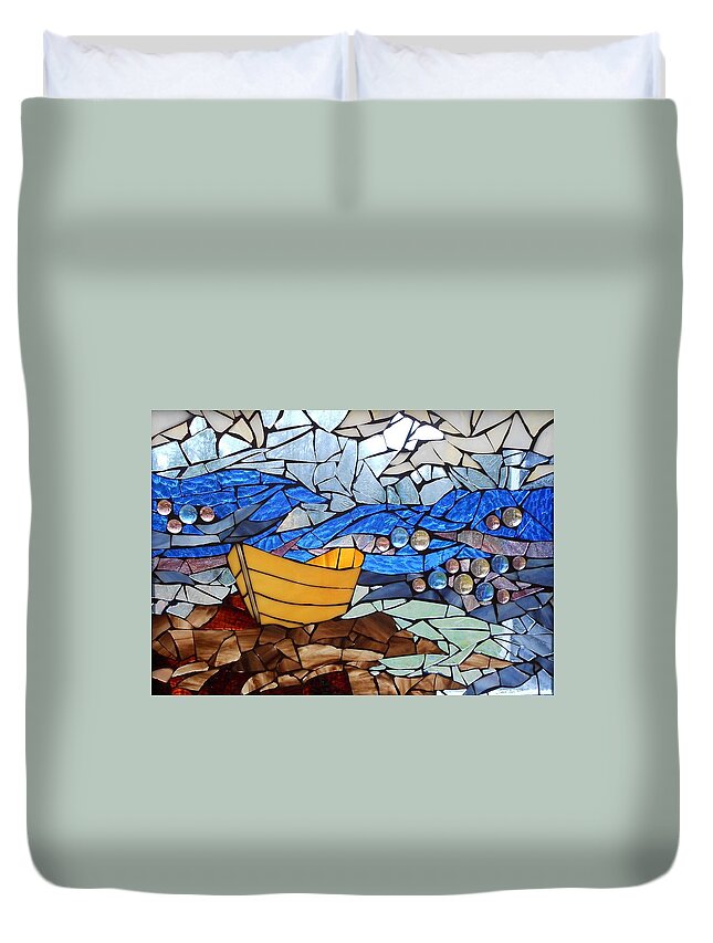 Dory Duvet Cover featuring the glass art Mosaic Stained Glass - Dory by Catherine Van Der Woerd