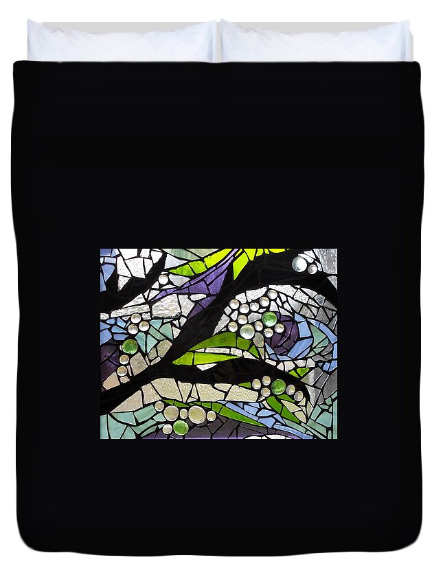 Spring Duvet Cover featuring the glass art Mosaic Stained Glass - Spring by Catherine Van Der Woerd