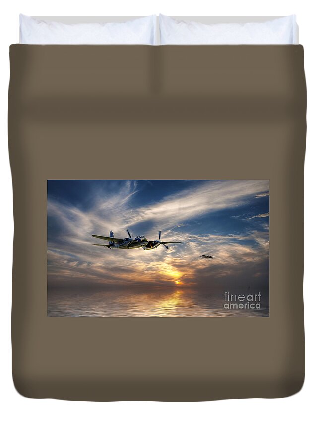 Mosquito Duvet Cover featuring the digital art Mossies Head Home by Airpower Art