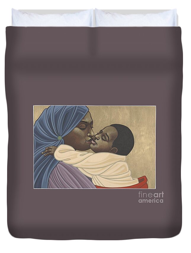 Mother And Child Of Kibeho Duvet Cover featuring the painting Mother and Child of Kibeho 211 by William Hart McNichols