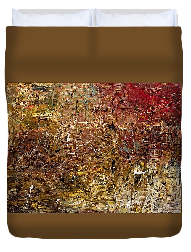Abstract Art Duvet Cover featuring the painting Mother Lode by Carmen Guedez