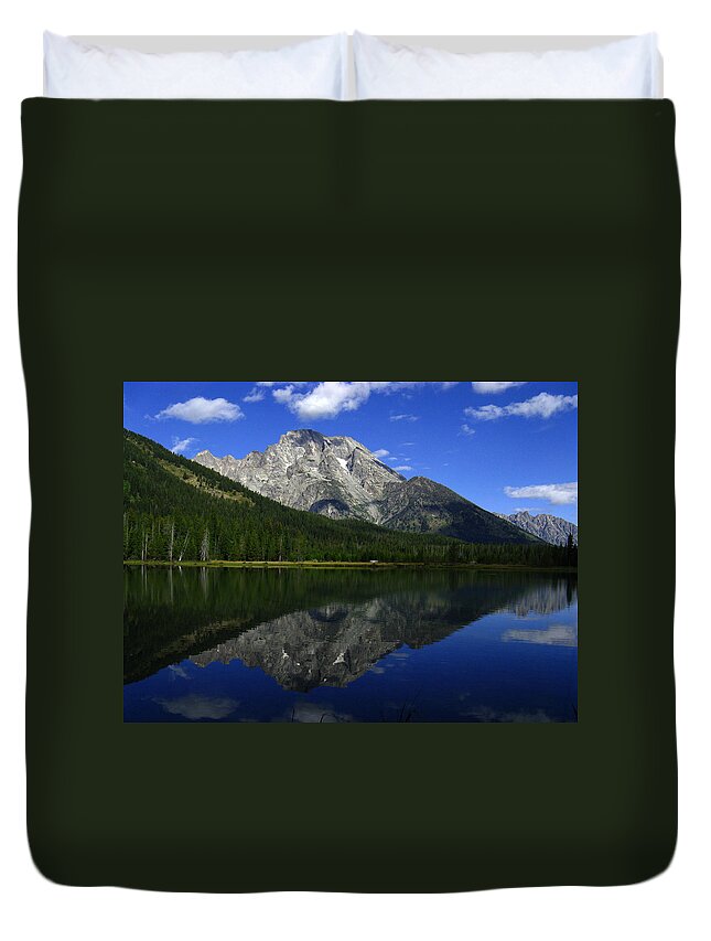Mount Moran Duvet Cover featuring the photograph Mount Moran and String Lake by Raymond Salani III
