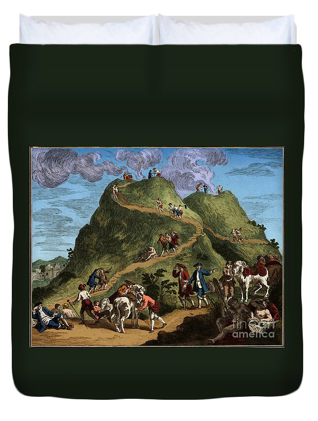Science Duvet Cover featuring the photograph Mount Vesuvius 1750 by Science Source