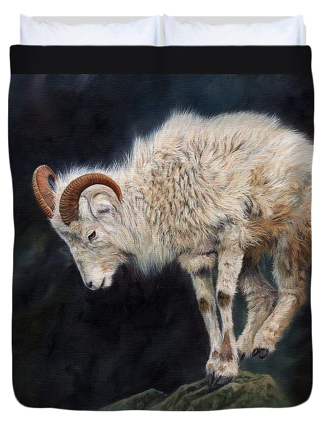Mountain Goat Duvet Cover featuring the painting Mountain Goat by David Stribbling