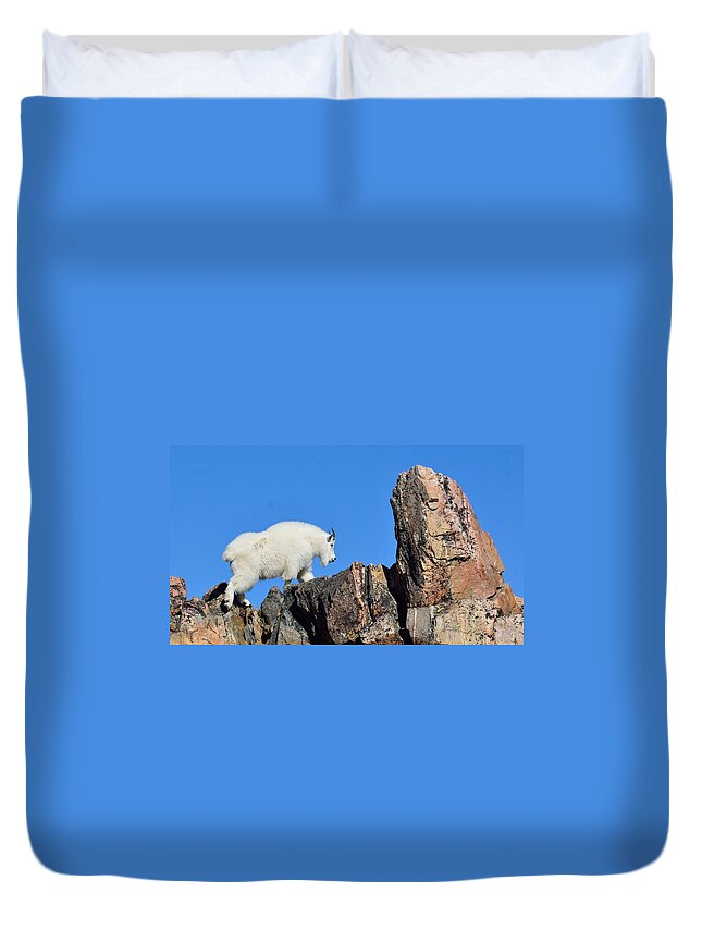 Mountain Duvet Cover featuring the photograph Mountain Goat by Tranquil Light Photography