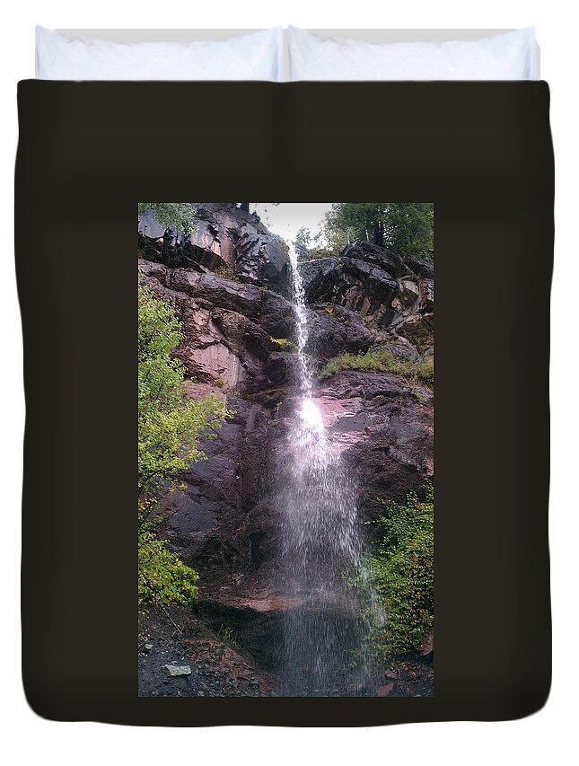 Landscape Duvet Cover featuring the photograph Mountain Waterfall by Fortunate Findings Shirley Dickerson