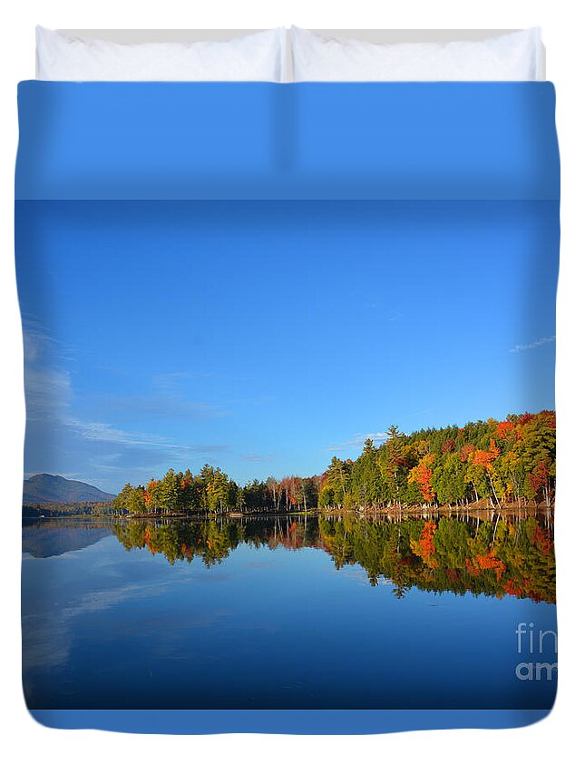 Saranac Lake Ny Duvet Cover featuring the photograph Mountains of Fall Colors by Christine Dekkers