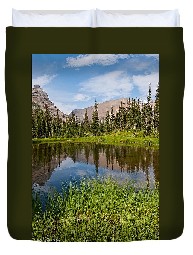 Beauty In Nature Duvet Cover featuring the photograph Mountains Reflected in an Alpine Lake by Jeff Goulden