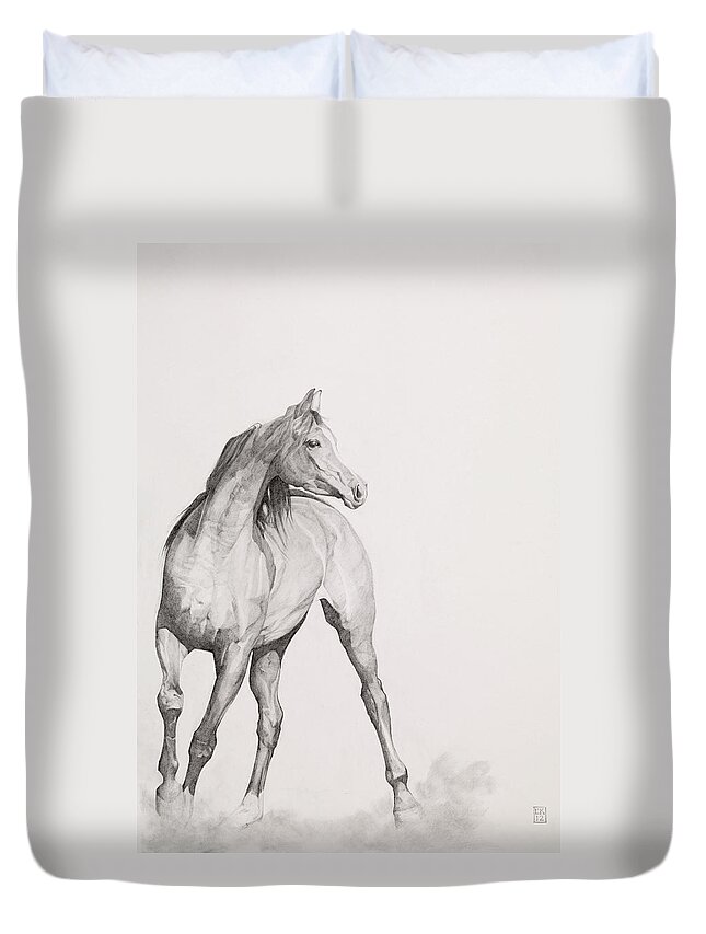 Animal Duvet Cover featuring the painting Moving Image by Emma Kennaway