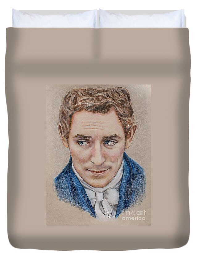 Austenland Duvet Cover featuring the drawing Mr. Nobley by Christine Jepsen