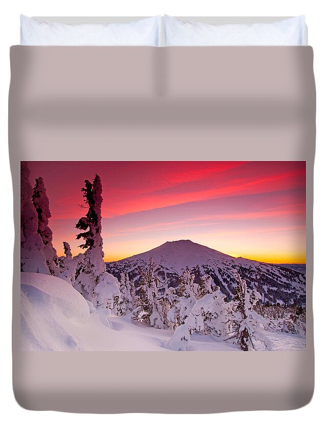 Mount Bachelor Duvet Cover featuring the photograph Mount Bachelor Winter Twilight by Kevin Desrosiers