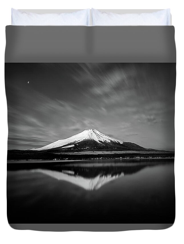 Dawn Duvet Cover featuring the photograph Mt. Fujis Early Morning Reflection On by Agustin Rafael C. Reyes
