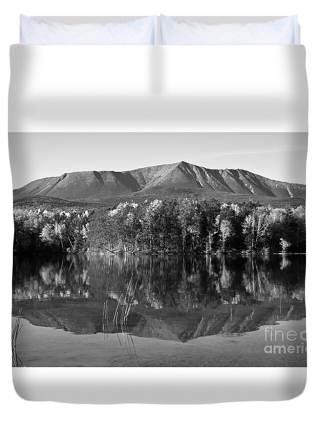 Mt. Katahdin Duvet Cover featuring the photograph Mt Katahdin Black and White by Glenn Gordon