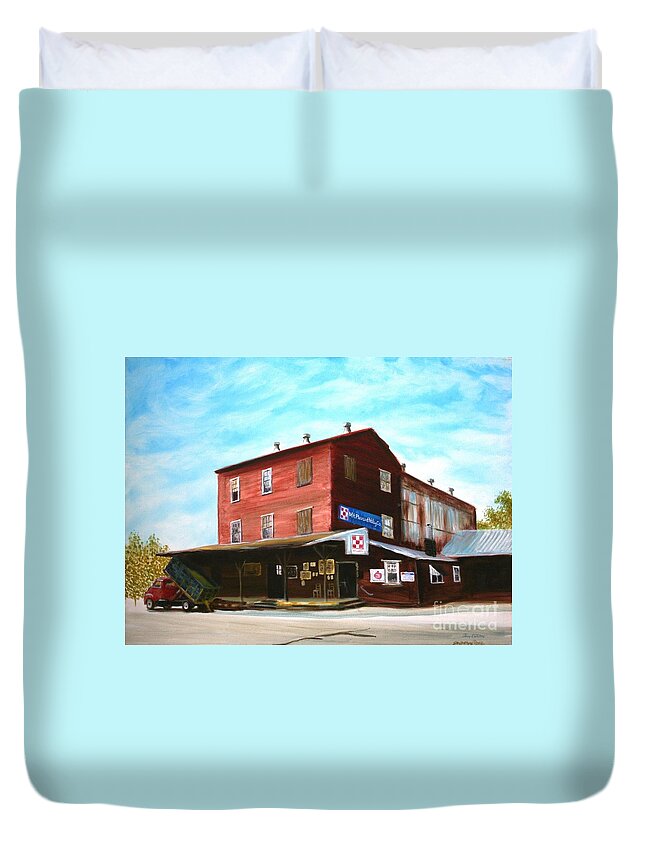 Architecture Duvet Cover featuring the painting Mt. Pleasant Milling Company by Stacy C Bottoms