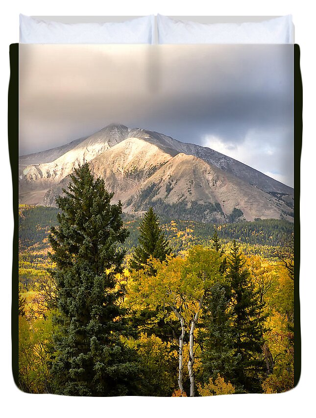 Mt Sopris Duvet Cover featuring the photograph Mt Sopris Carbondale Colorado in the Fall season by Ronda Kimbrow