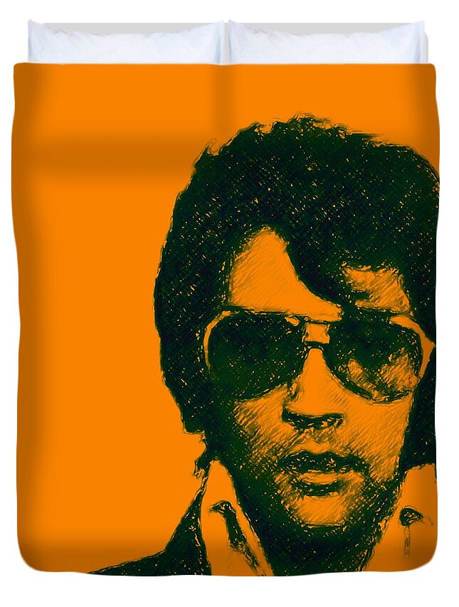Celebrity Duvet Cover featuring the photograph Mugshot Elvis Presley square by Wingsdomain Art and Photography