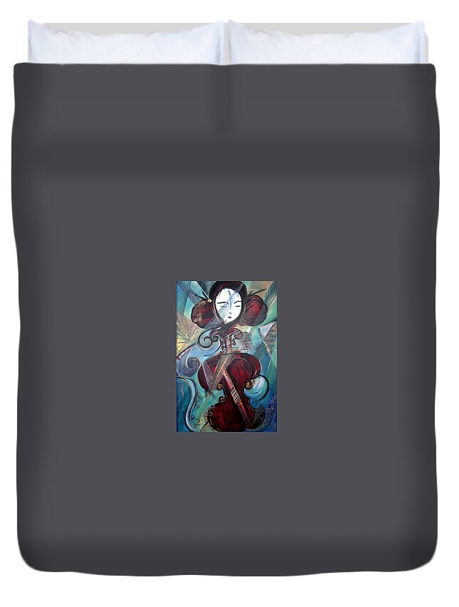 Women Duvet Cover featuring the painting Music of My Life by Dorothy Maier