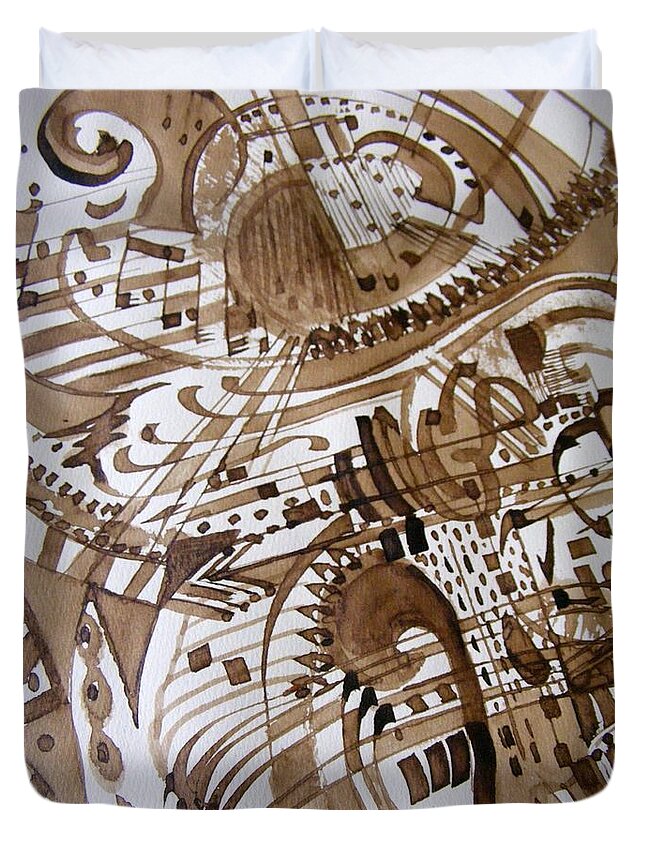 Geometric Pen And Ink Painting Duvet Cover featuring the painting Musical 2 by Nancy Kane Chapman