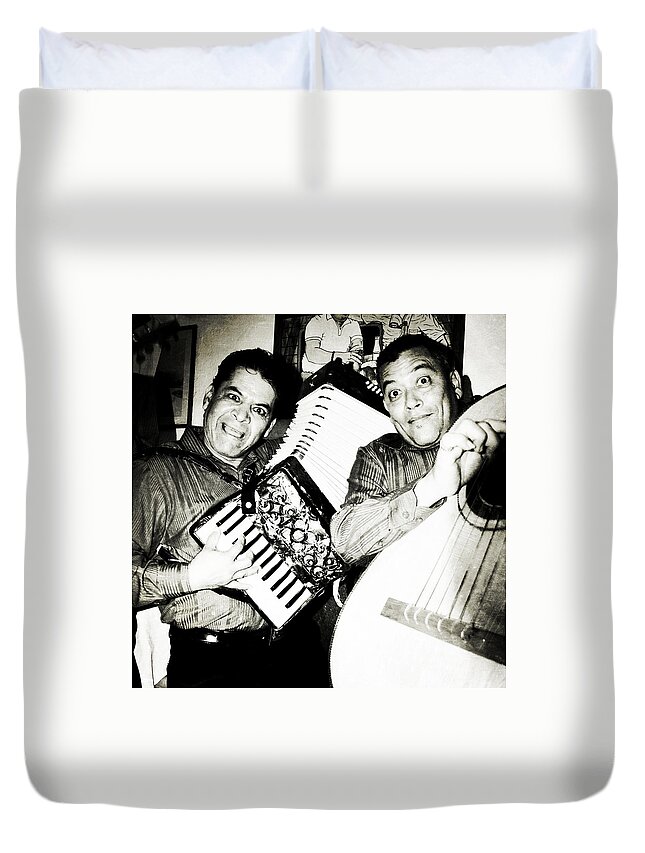 Music Duvet Cover featuring the photograph Musicos by Natasha Marco