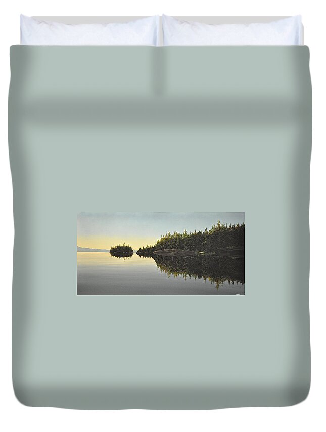 Sunrise Duvet Cover featuring the painting Muskoka Solitude by Kenneth M Kirsch