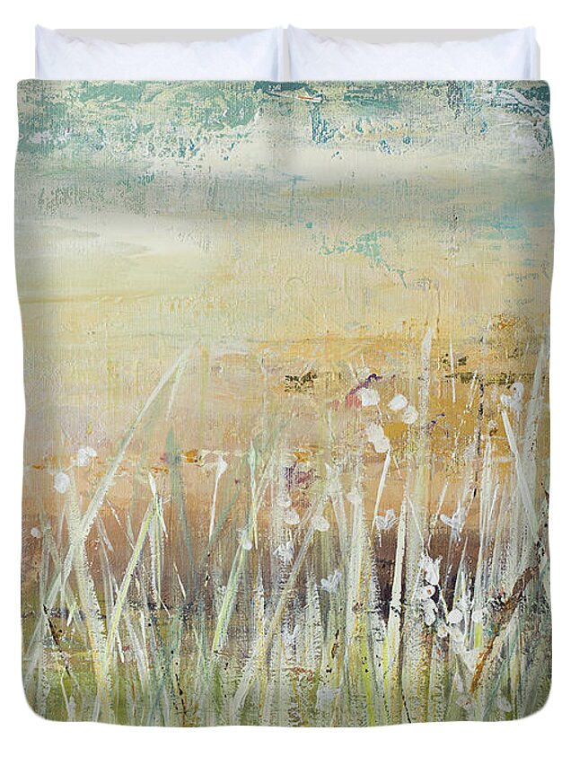 Muted Duvet Cover featuring the painting Muted Grass by Patricia Pinto