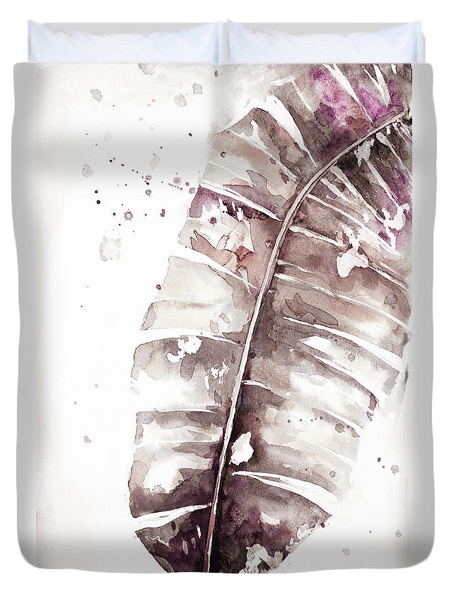 Muted Duvet Cover featuring the painting Muted Watercolor Plantain Leaves II by Patricia Pinto