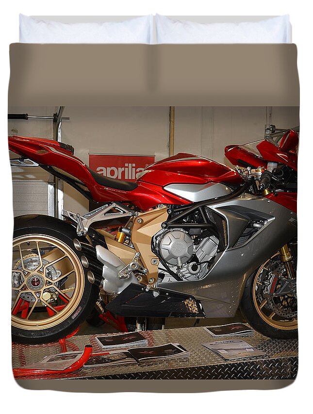 Mv Duvet Cover featuring the photograph Mv Agusta by Lawrence Christopher
