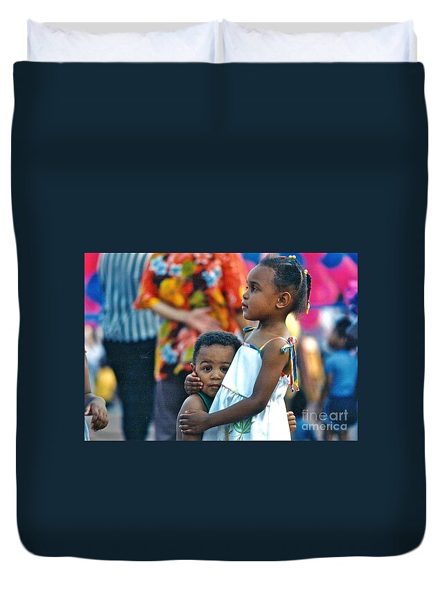 People Duvet Cover featuring the photograph My Brother's Keeper by Sean Griffin