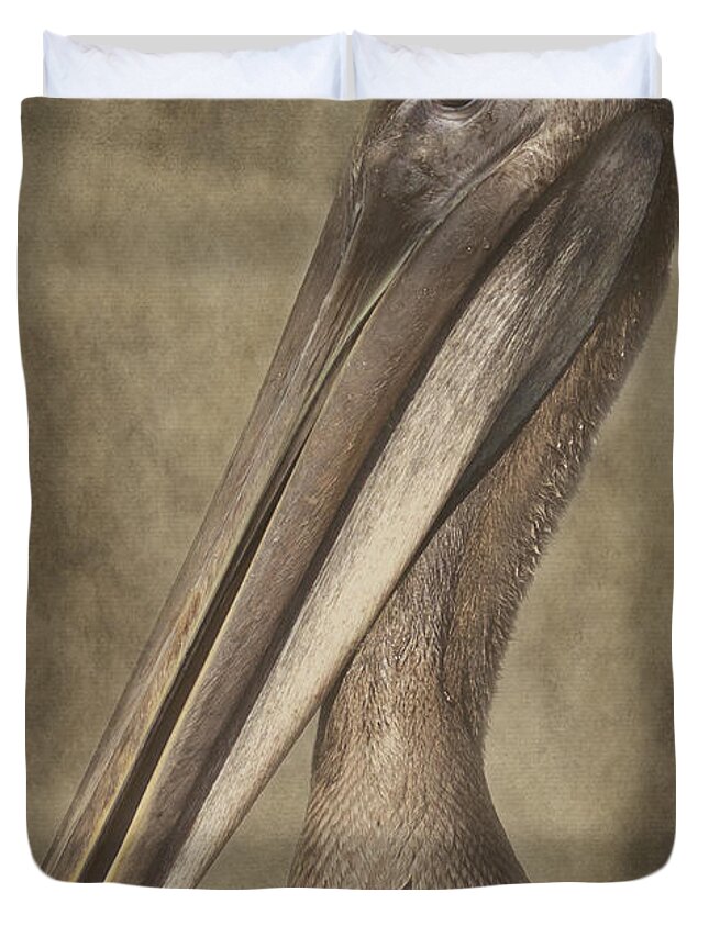 Pelican Duvet Cover featuring the photograph My Good Side by Pam Holdsworth
