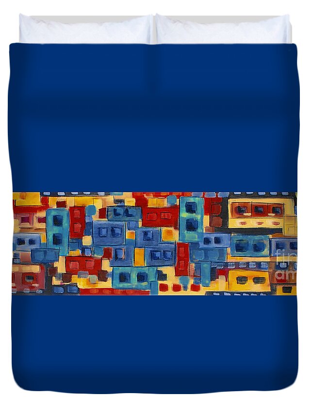 Rectangles Duvet Cover featuring the painting My Jazz n Blues 2 by Holly Carmichael