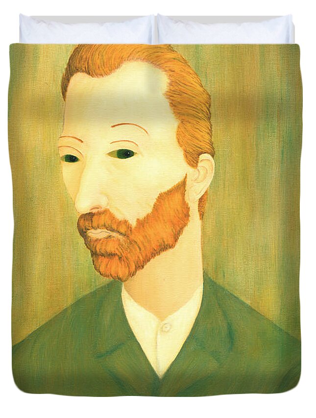Van Gogh Duvet Cover featuring the painting My Modigliani Style Vincent Van Gogh by Jerome Stumphauzer